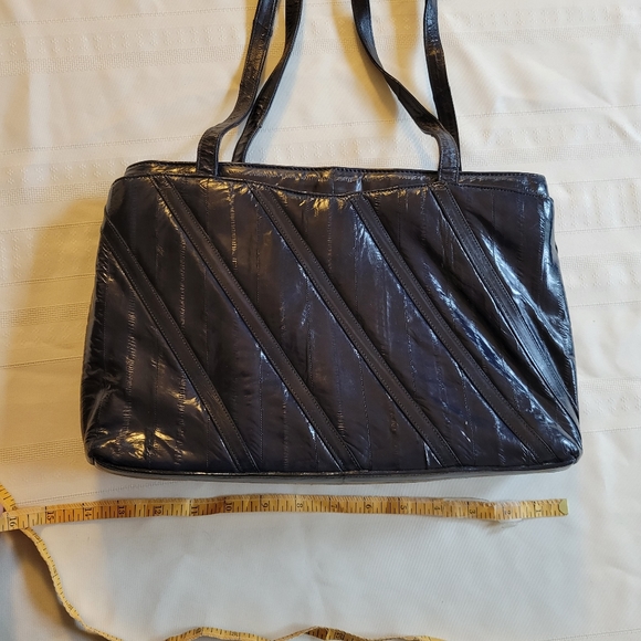 Vintage Women's Blue Genuine Eel Skin Handbag Purse - Picture 11 of 11